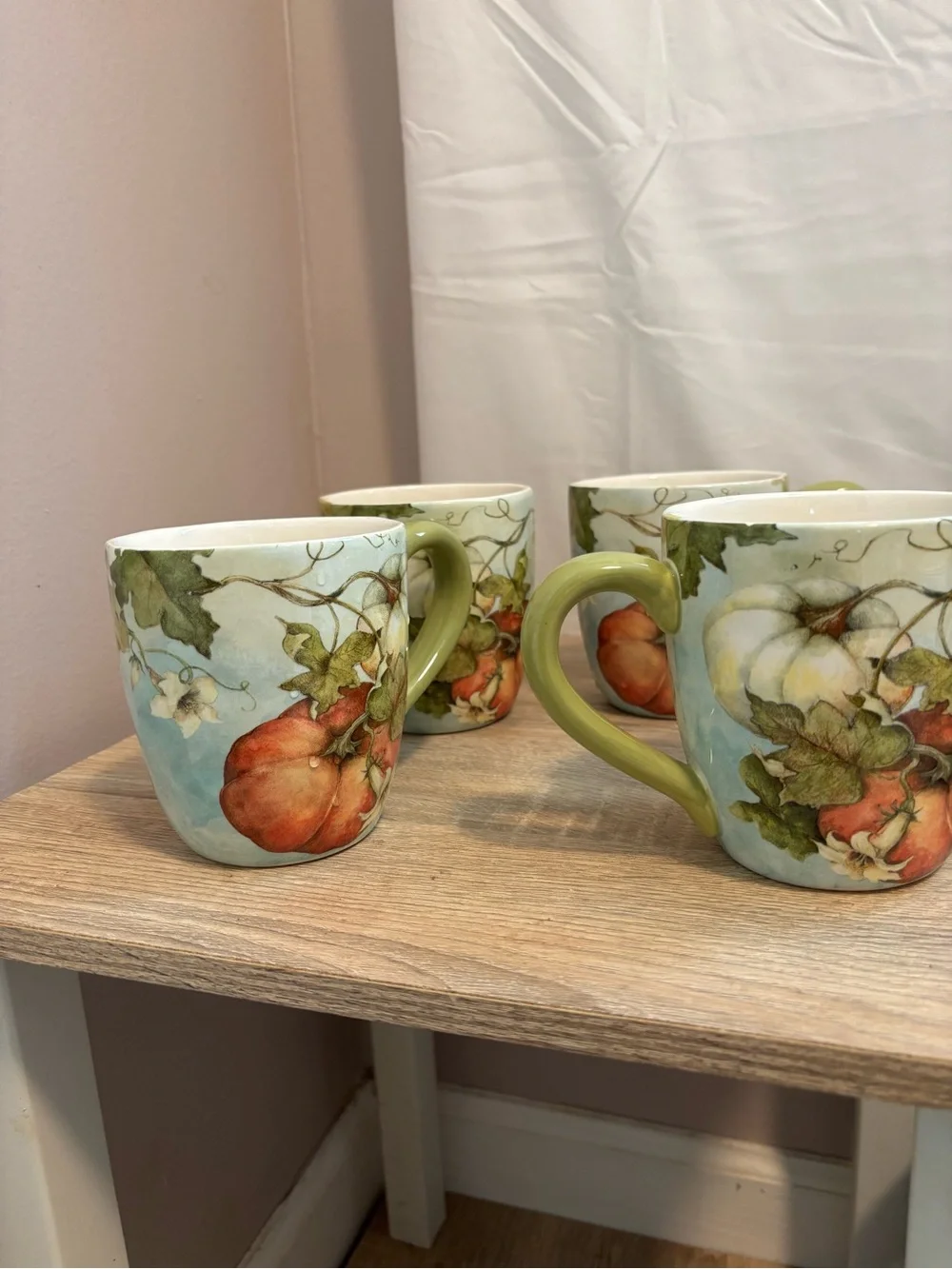 Pier 1 Grateful Harvest Mug Lot Of 4 Discontinued Pumpkin Fall Autumn